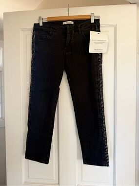 Pierre Balmain Black Capri Jeans with Side Chain Detail